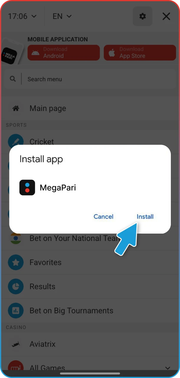 Downloading the MegaPari Android app
