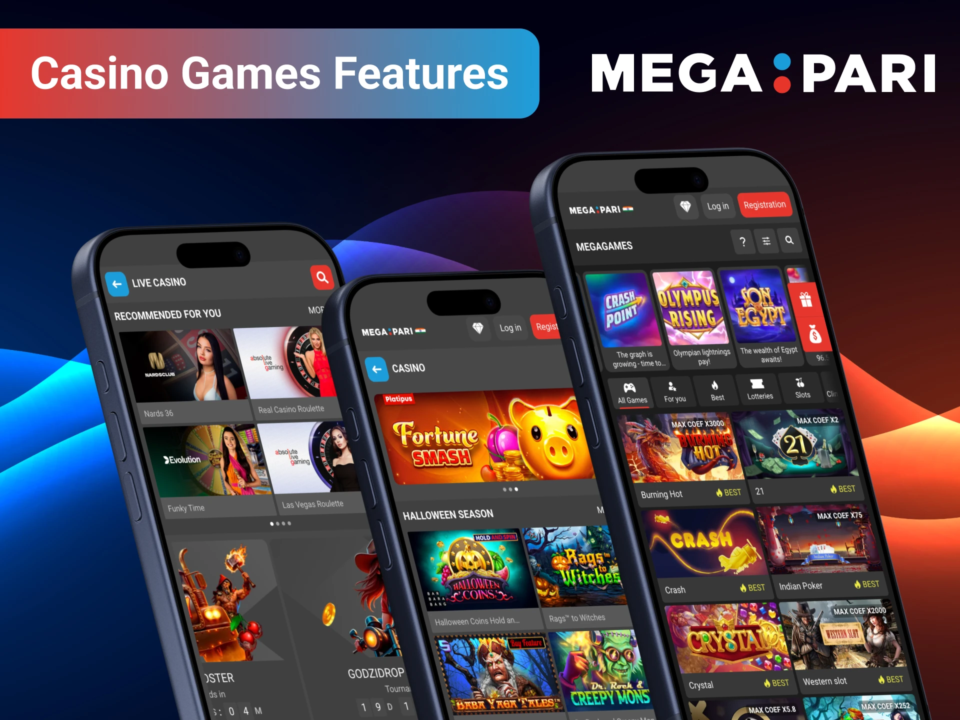 Playing casino games on MegaPari app