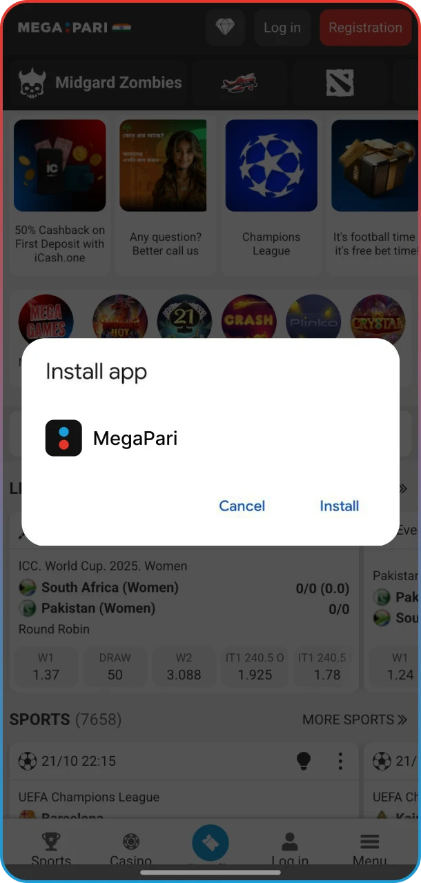 Install the Aviator app on your Android device and join the action at MegaPari.