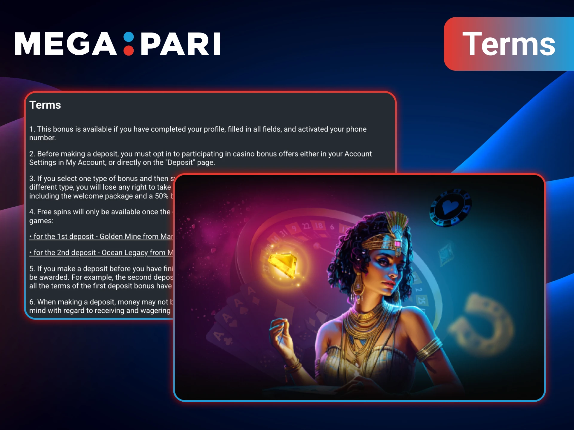 Play smarter by fully understanding the bonus terms at MegaPari.