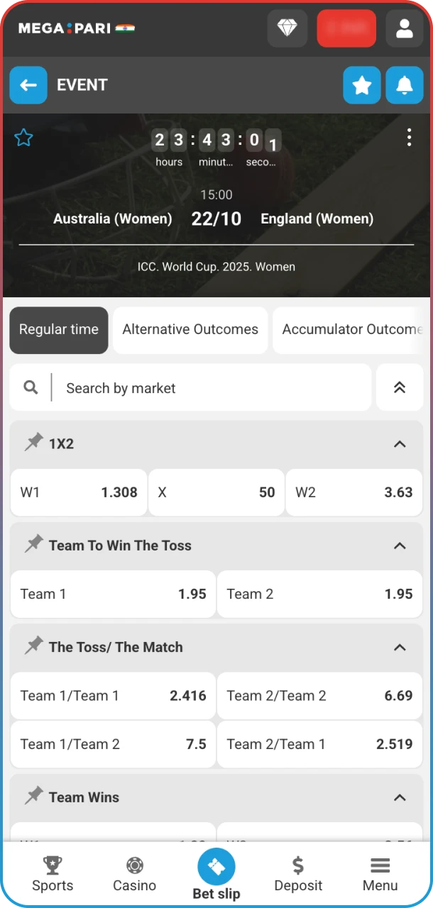 Find your favorite cricket match and start winning with MegaPari.