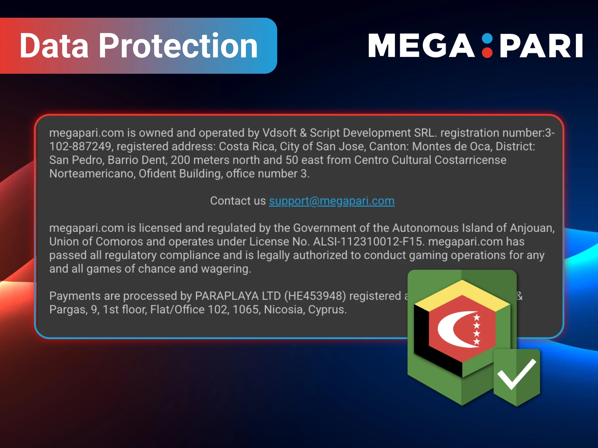 Rest assured that your personal information is always shielded by MegaPari's advanced security systems.