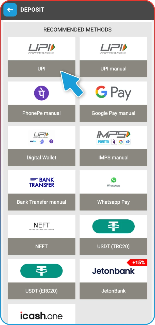 Fund your account with your first deposit and start playing at MegaPari immediately.