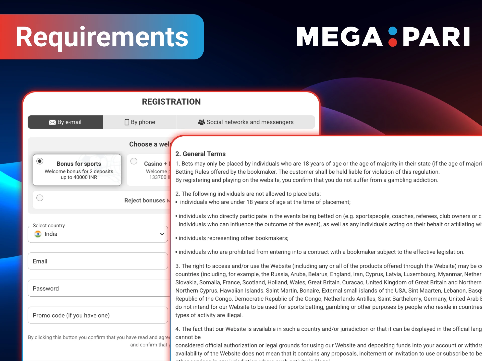 Review the registration requirements and get ready to win at MegaPari.