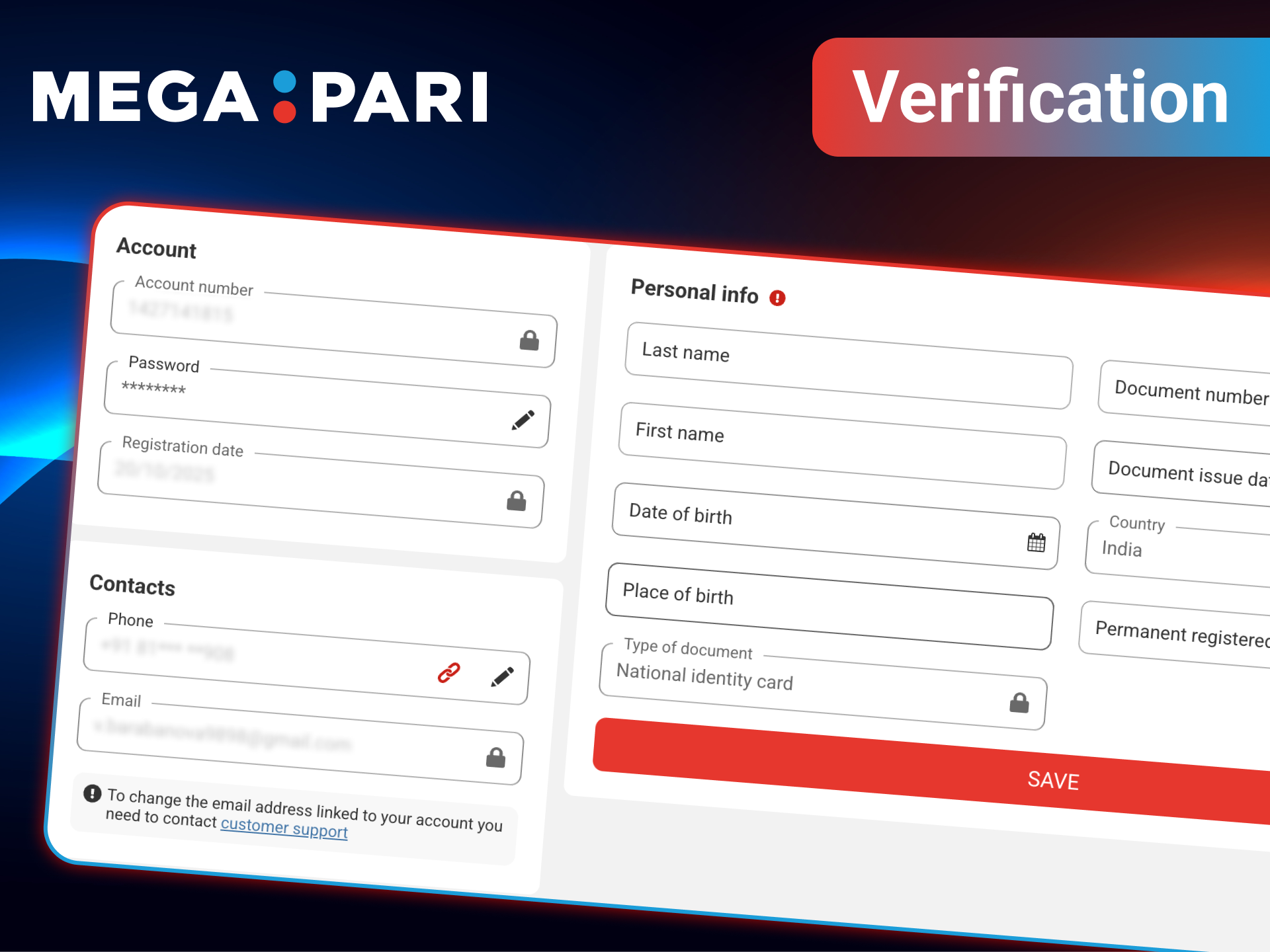 Quickly verify your profile to start your MegaPari experience.