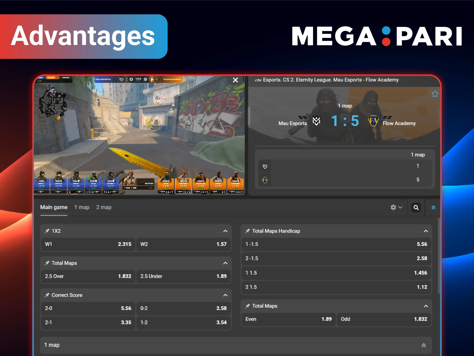 Discover the many reasons why MegaPari is the best choice for CS 2 betting.
