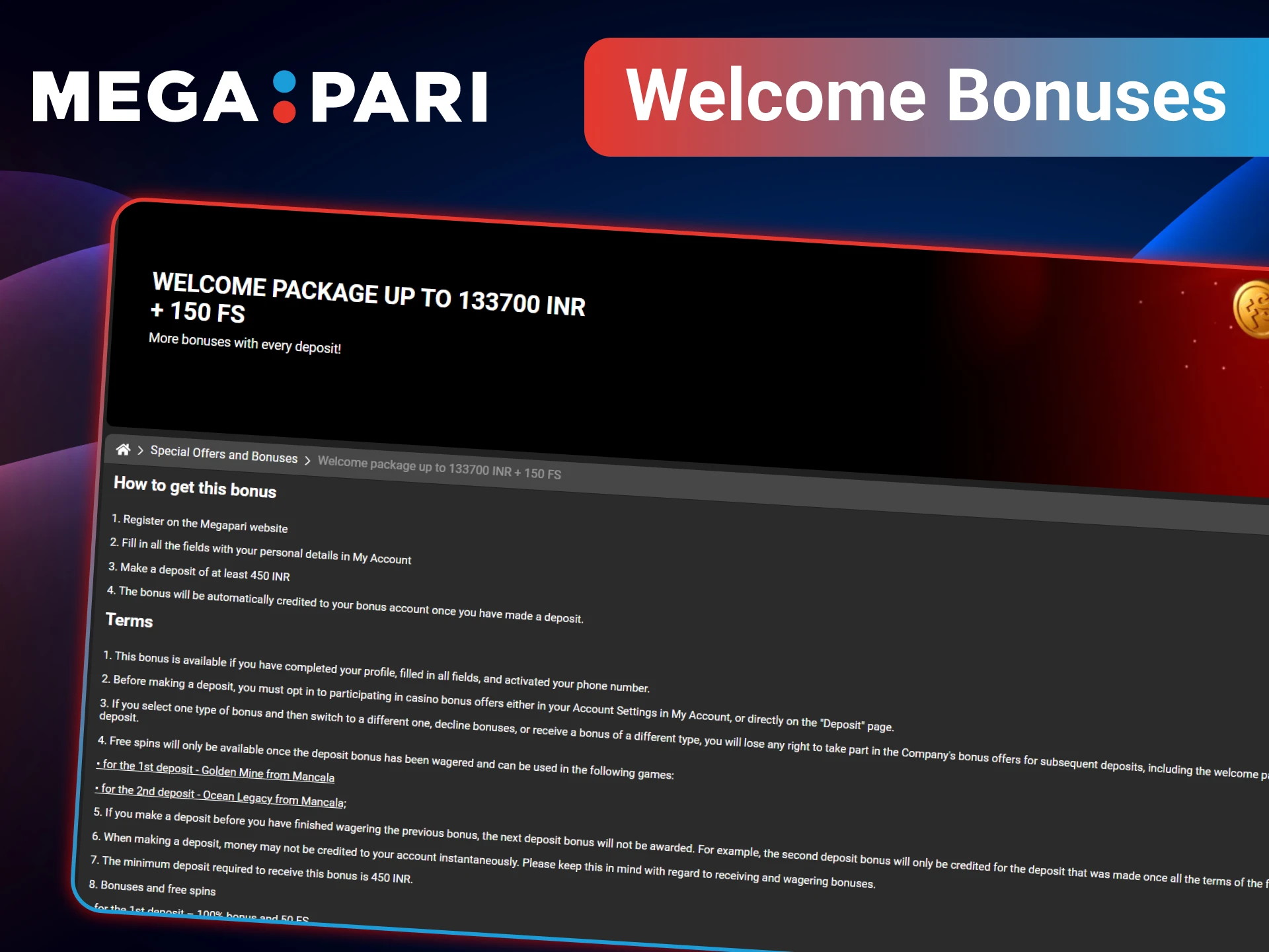 Take advantage of the special bonuses MegaPari offers for CS 2 betting.