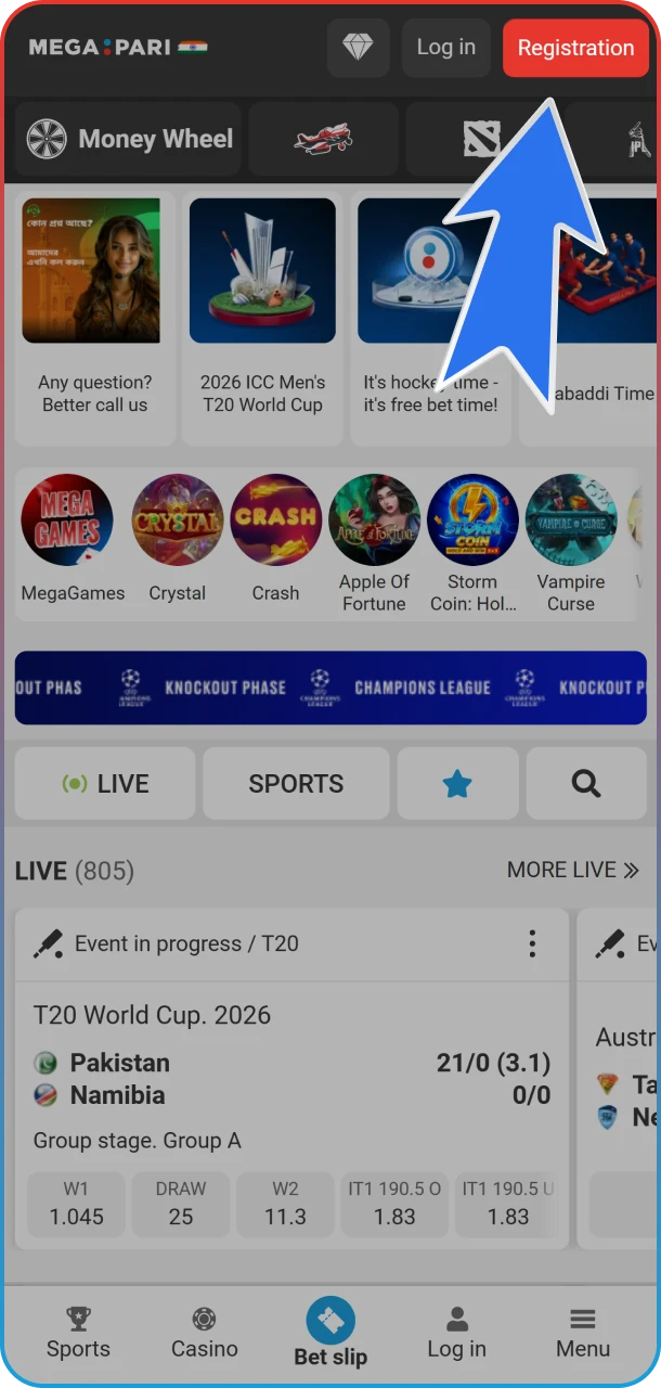 Head over to MegaPari and create an account to start betting on CS 2.
