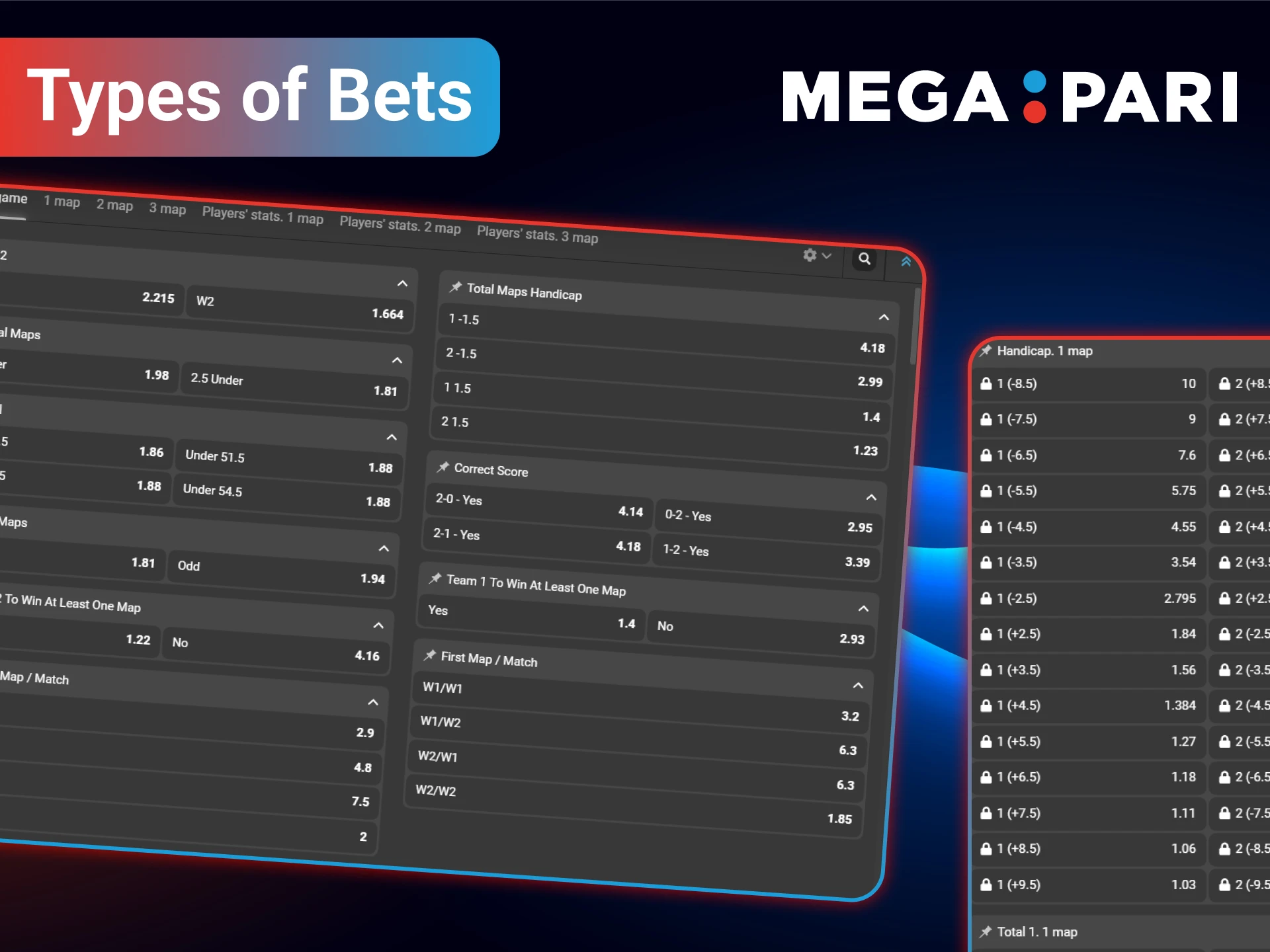 Explore the variety of CS 2 betting markets available at MegaPari.