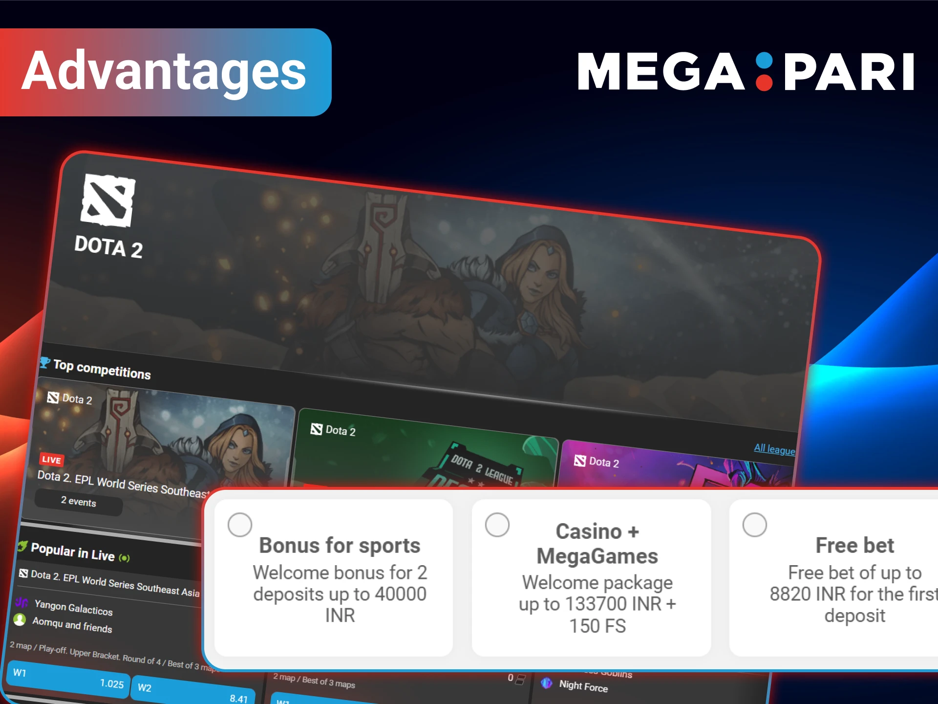 MegaPari gives you a distinct edge when betting on Dota 2 events.