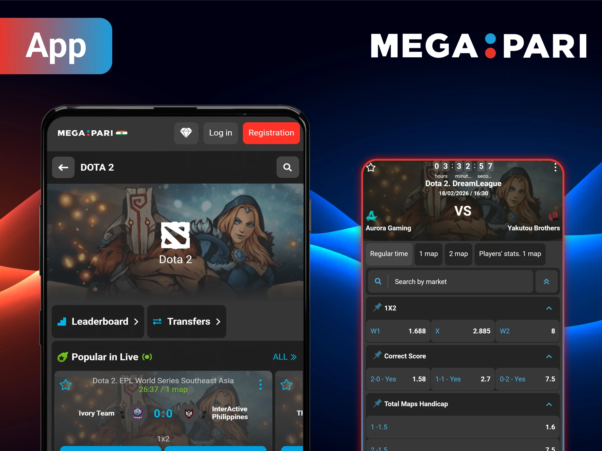 Install the MegaPari app today and start betting on Dota 2.