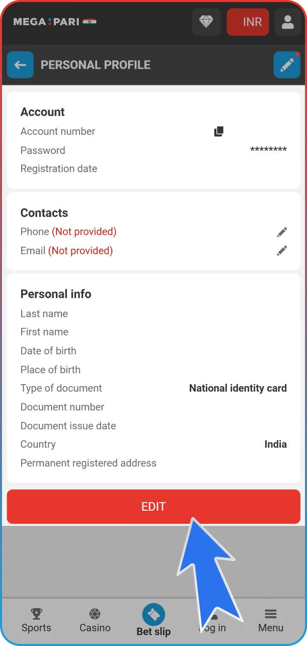 To ensure a secure betting experience, verify your identity on the MegaPari platform.