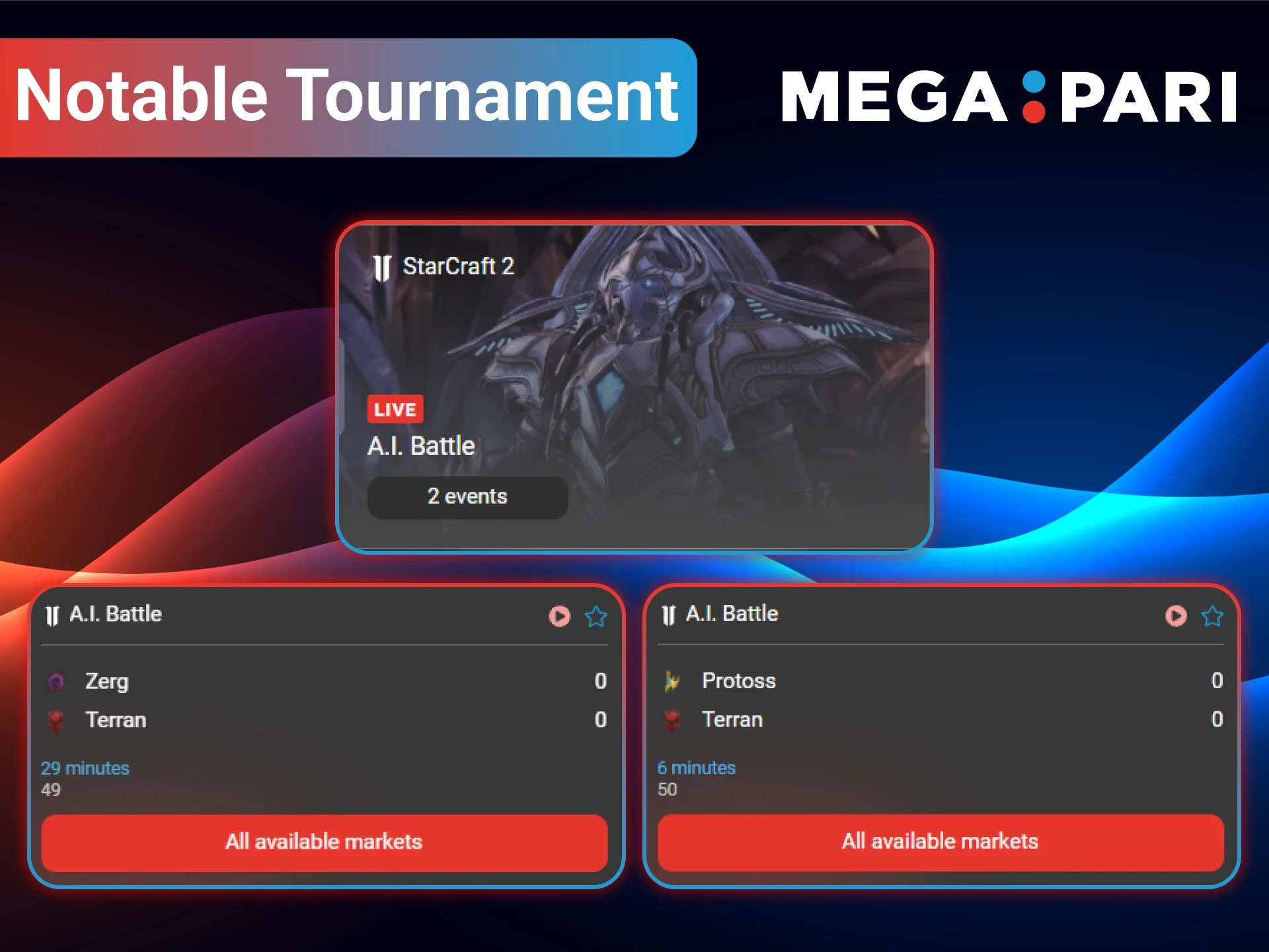 Many MegaPari users enjoy the strategic challenge of betting on StarCraft 2 in our eSports section.