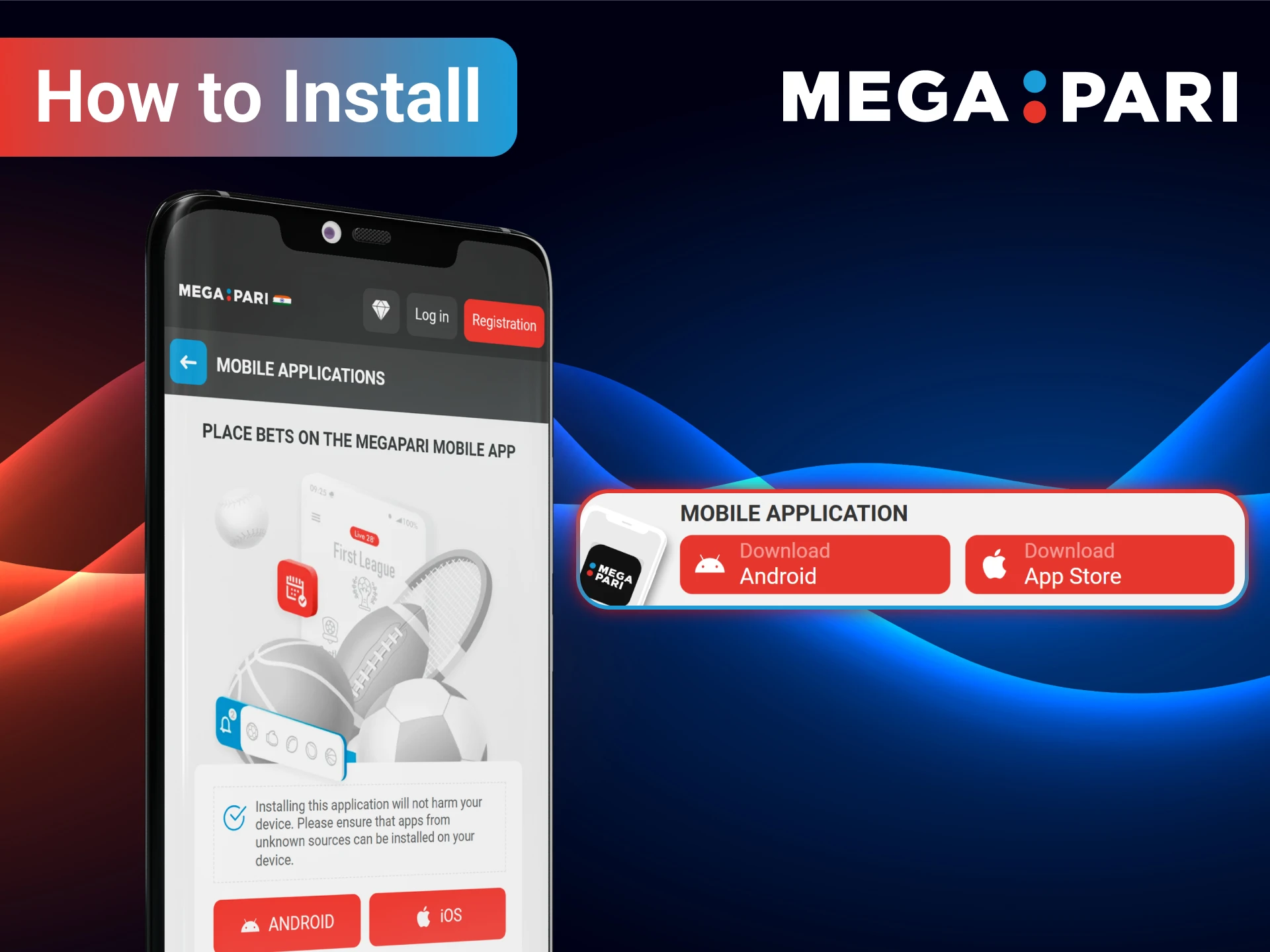 Get the MegaPari app installed to start betting on football.