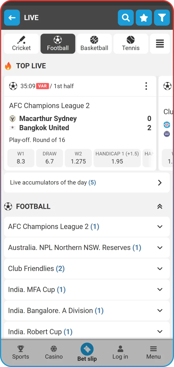 Head over to the live football section for real-time action.