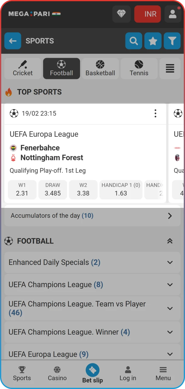 Browse through the available soccer fixtures on MegaPari.