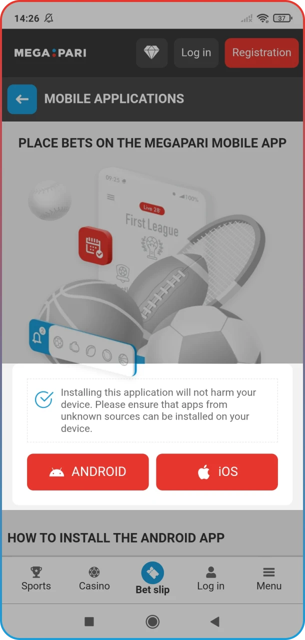 Choose the appropriate version of the MegaPari app for your specific device.