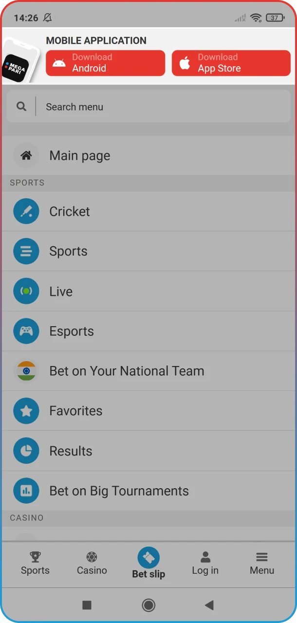 Get the MegaPari app to take your Formula 1 betting on the go.