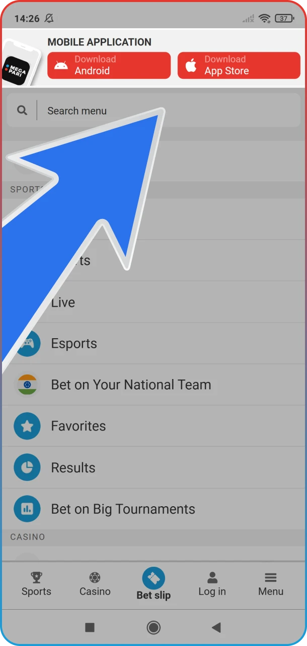 Click the download link to get the MegaPari app and start betting on hockey from your phone.