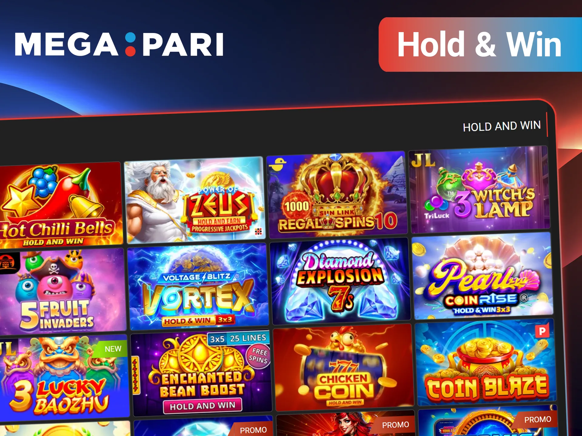 Boost your winnings by playing MegaPari slots featuring the 'Hold and Win' mechanic.