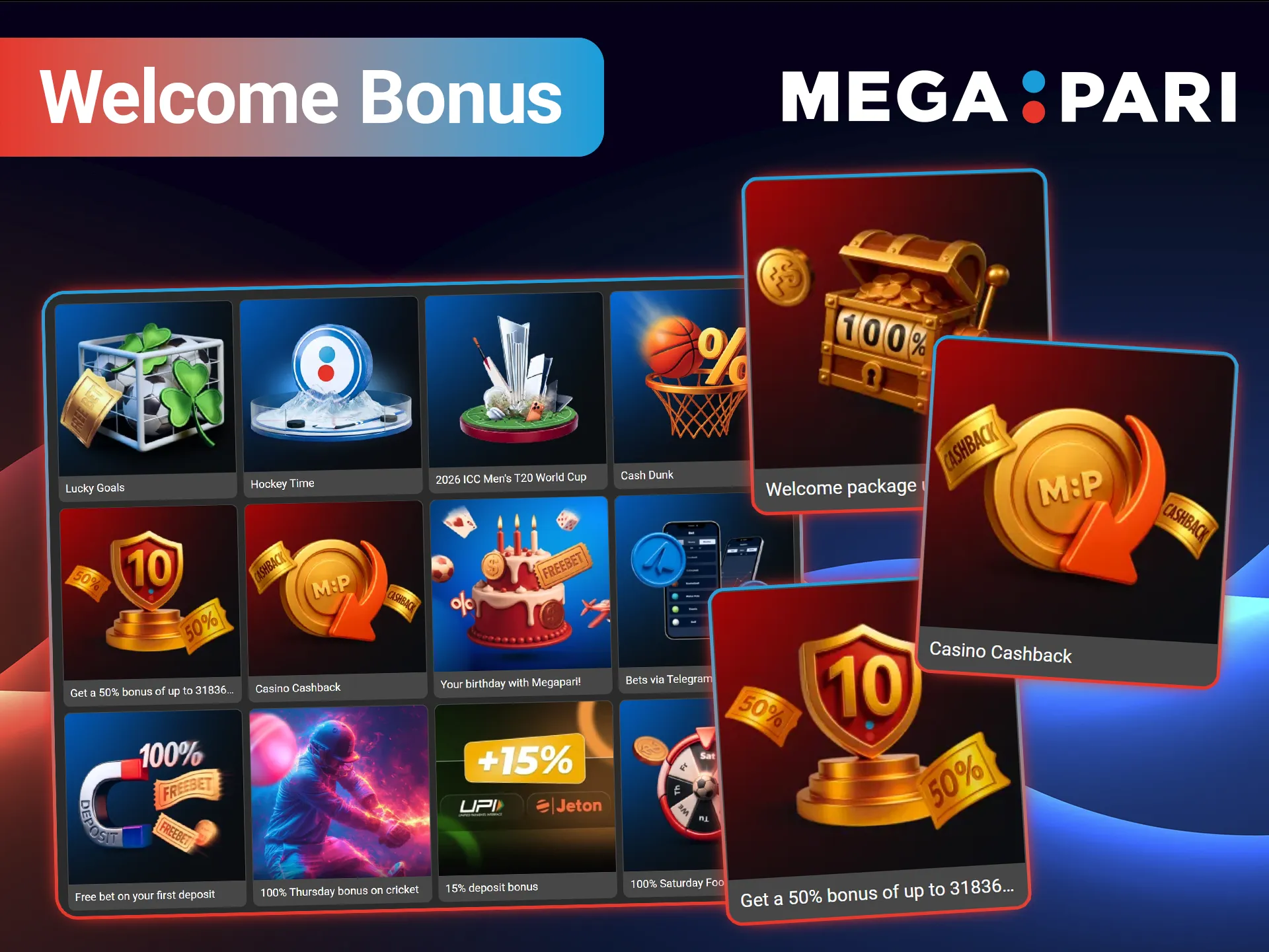 Claim your MegaPari Welcome Bonus now to give yourself a better head start and increase your chances of winning.